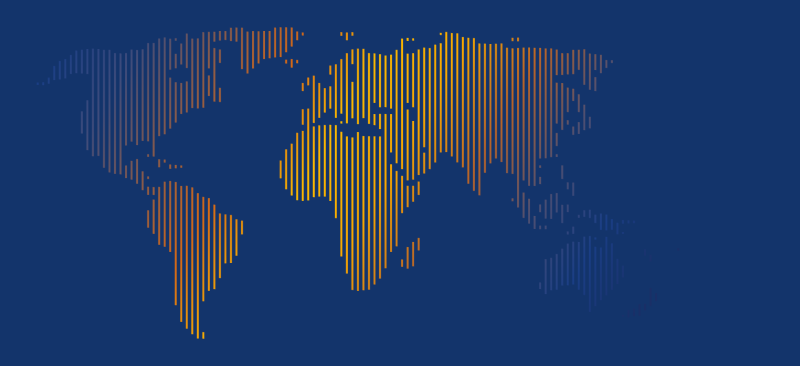 World map on a blue background