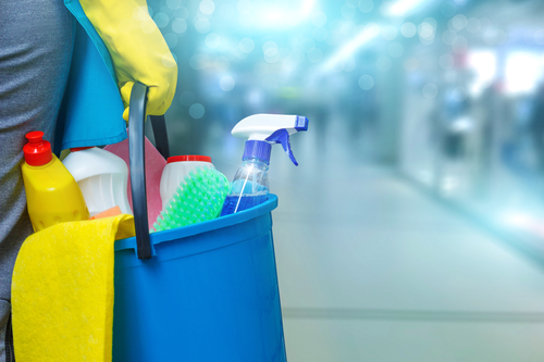 bucket of cleaning solution products