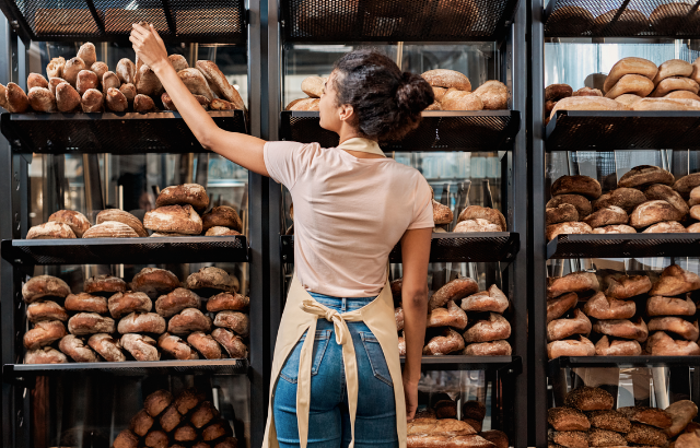 Woman working in a bakery