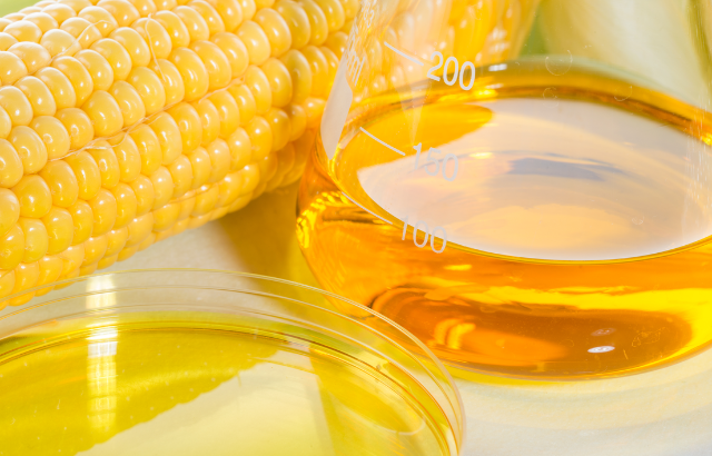 corn on the cob with corn oil next to it