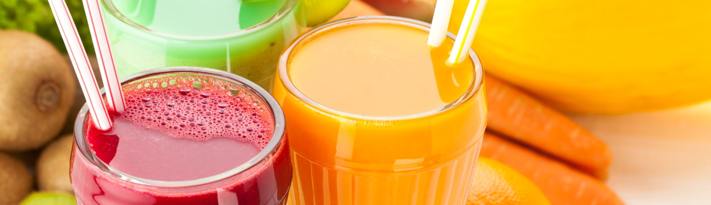 Variety of flavored fruit juices